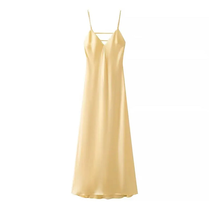 Women's Yellow V-Neck Summer Dress
