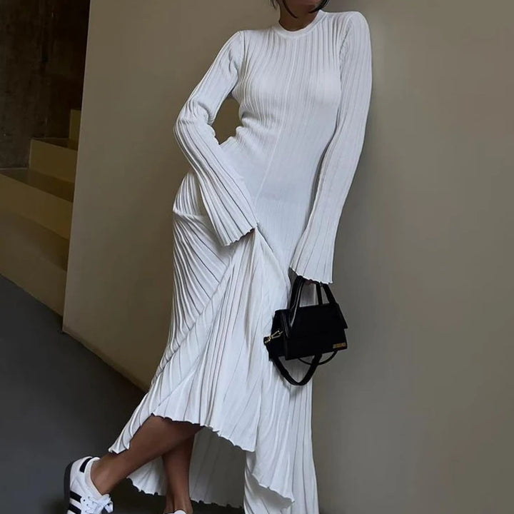 Long Knitted Dress With Lace-up