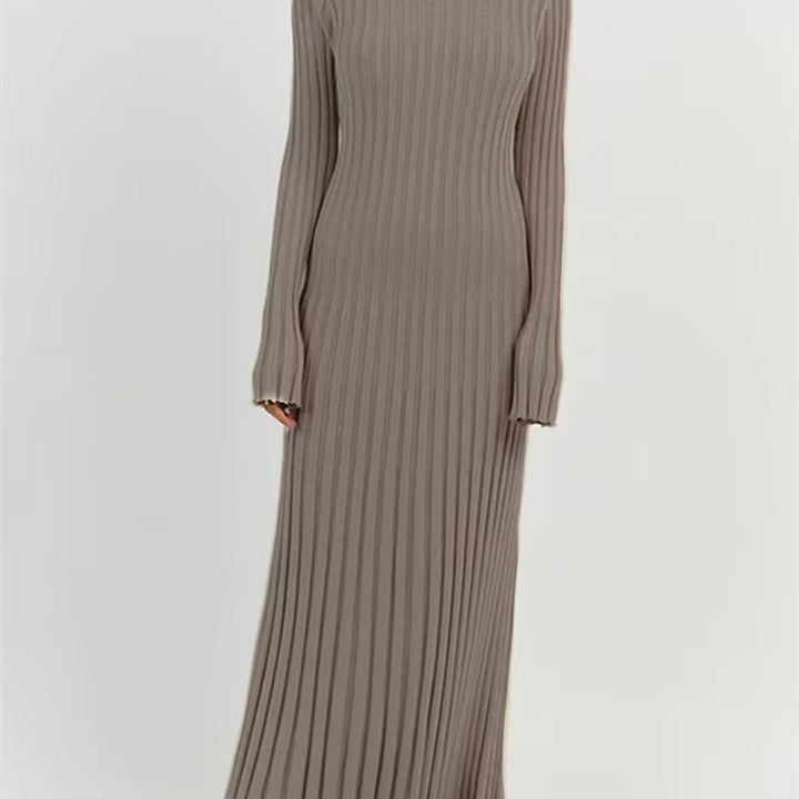 Long Knitted Dress With Lace-up