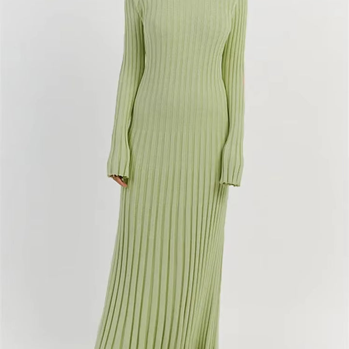 Long Knitted Dress With Lace-up